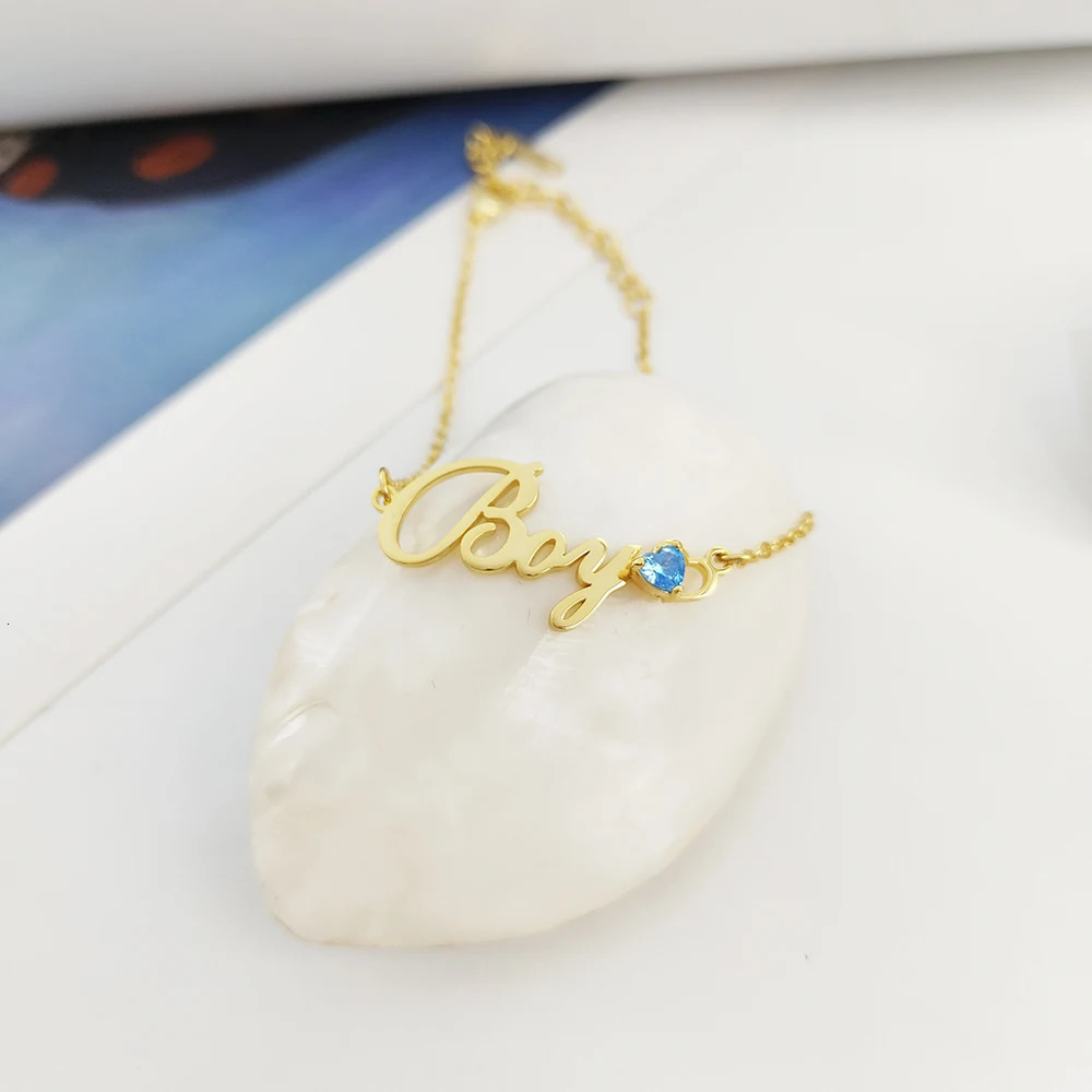 Custom Name Bracelet Stainless Steel Jewelry Woman Heart Birthstone Name Bracelet for Baby Mom Personalized Gift Birthday Gift 250304