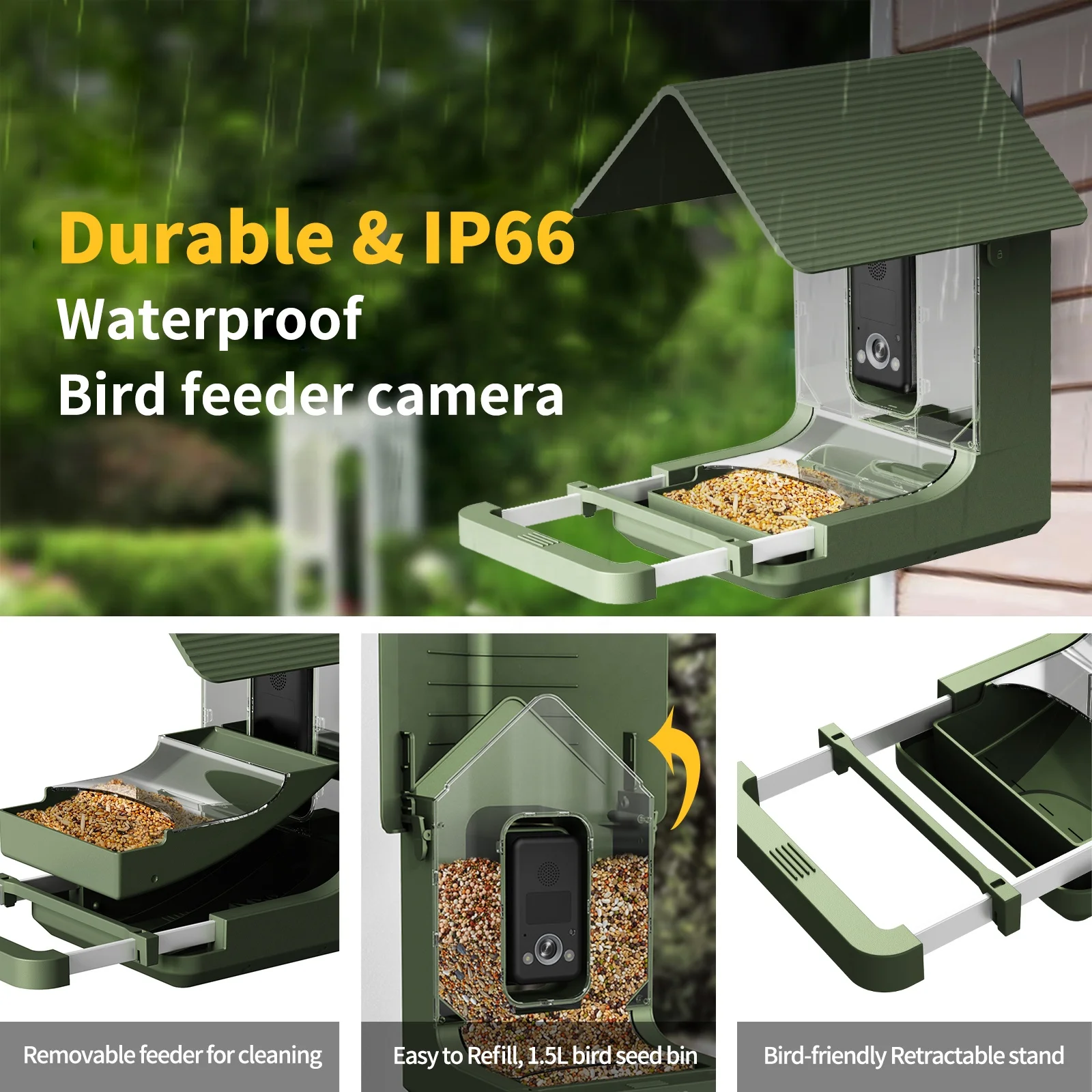 4K High Resolution AI Identification Filter Smart Bird Feeder Camera For Bird Lovers