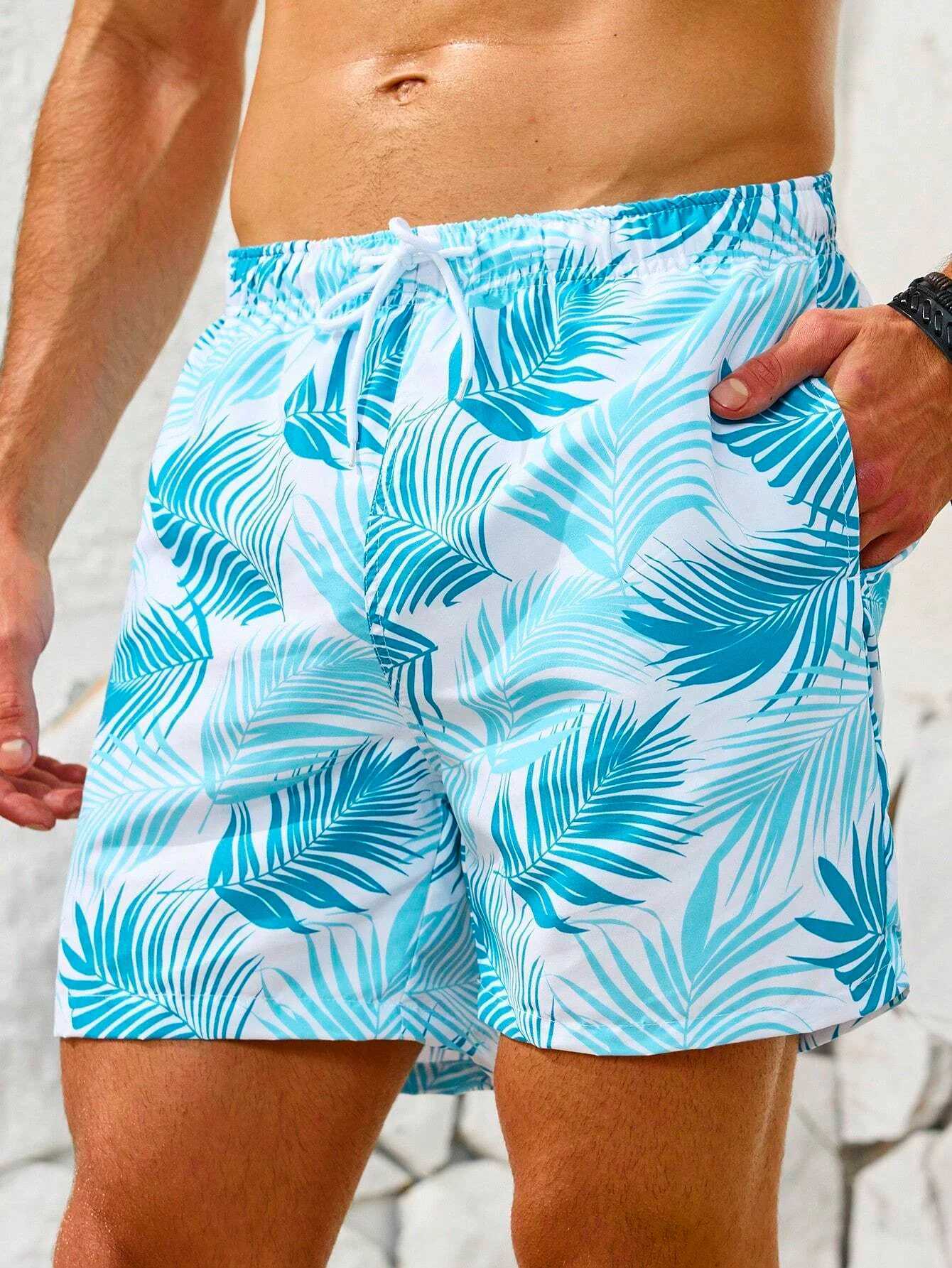 3d Coconut Tree Print Mens Casual And Fashionable Beach Loose Shorts Summer Plus Size HawaiianDrawstringSurfingPolyesterShortsT250304