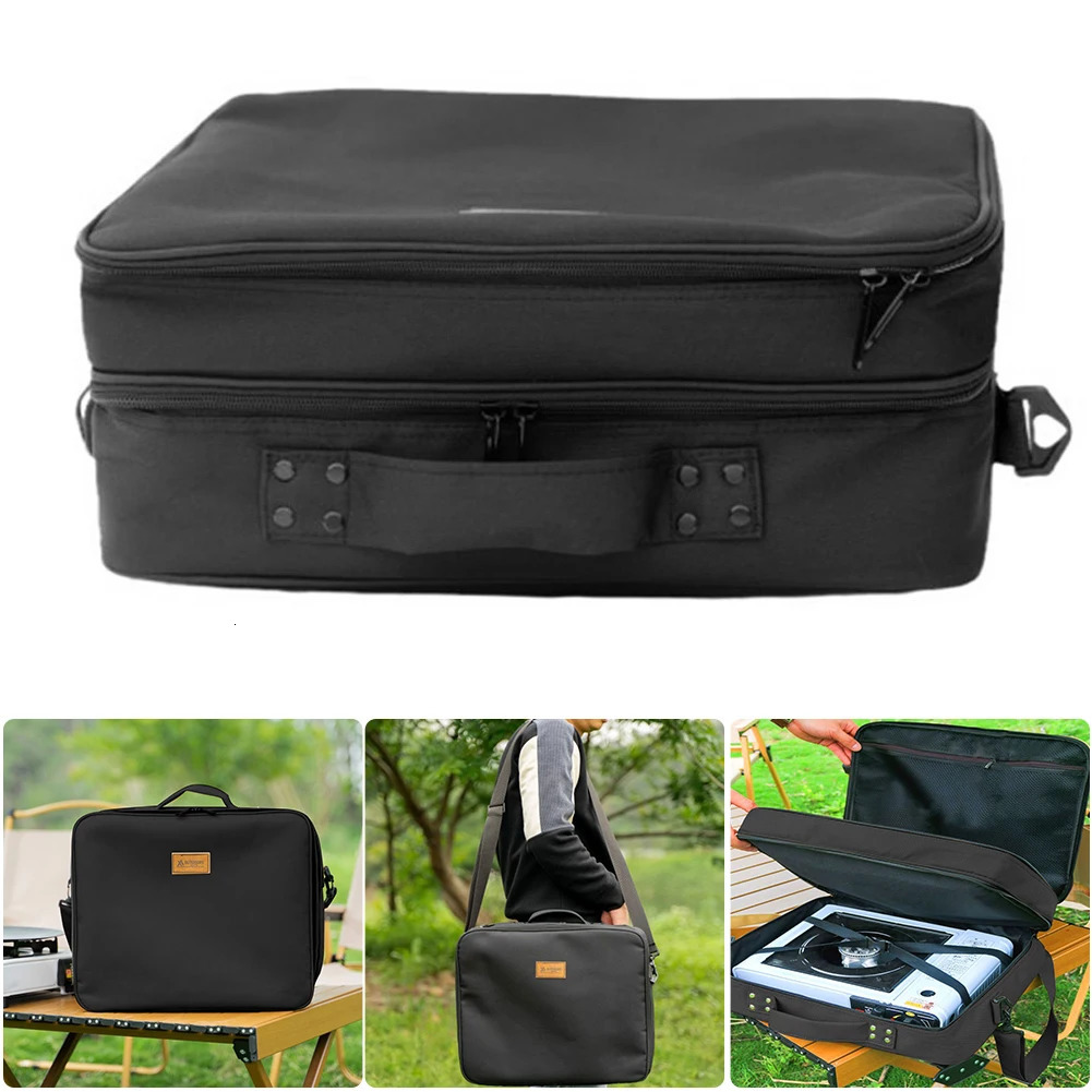 Ship from US Utensils doublelayer kitchenware organizer Oxford cloth wearresistant highcapacity baking tray box gas 250304FBB