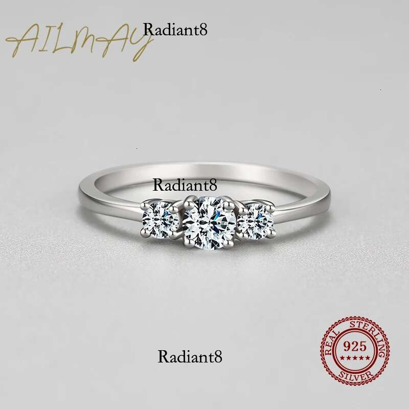 Ailmay Real Sterg Sier Sparkg AAAAA Zircon Stackable Rings For Women Classic Romantic Wedding Statement Jewelry