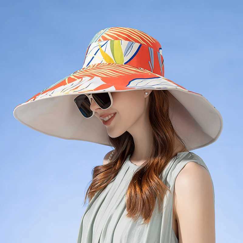 Xinbaoguan 100% Cotton European and American Cross border Womens New Double sided Fisherman Hat Summer Enlarged rim Sun hatXJ250304
