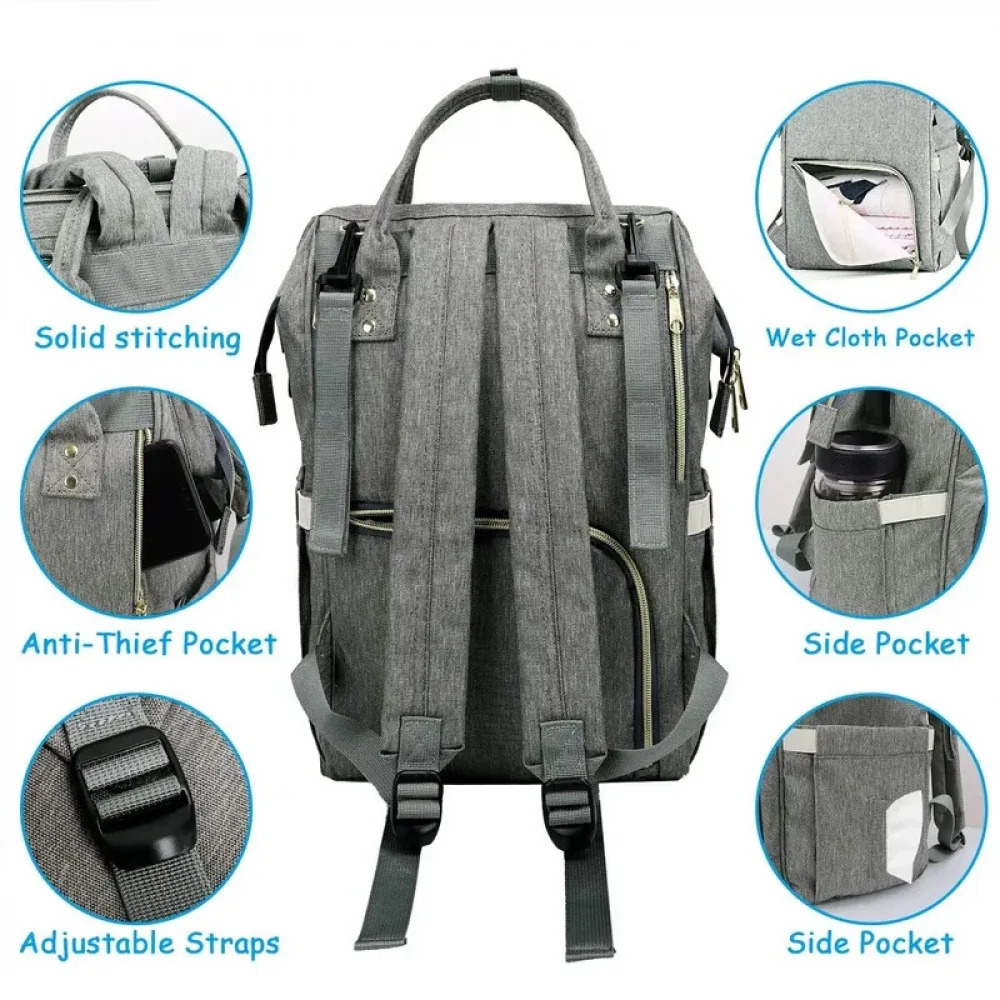 Large Capacity Diaper Bag Backpack Waterproof Maternity Bag Baby Diaper Bags With USB Interface Mummy Travel Bag For Stroller 250304