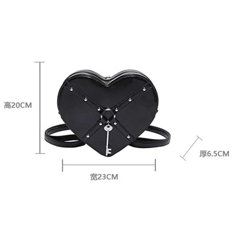 Shoulder Bag Heart shaped Wallet Handbag Red PU Leather Gothic Handbag Fashion Womens Cross Body Bag Z250303
