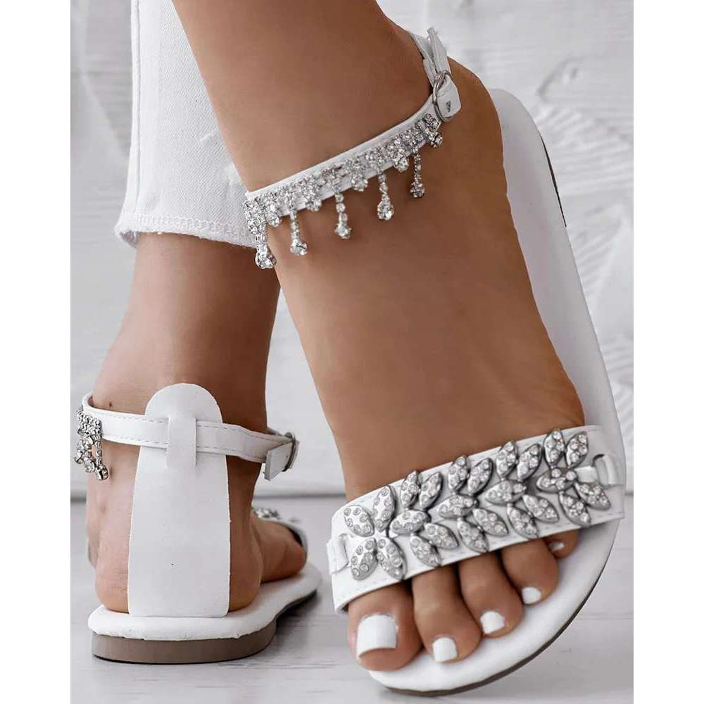 dia Solid color flat sandals with a straight strap