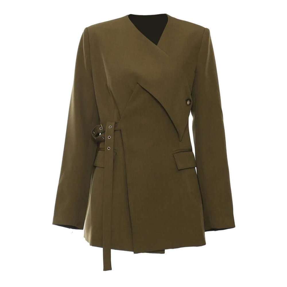 Fashion Women's Blazer V-Neck Deconstruction Chicken Eye Retractable Waist Long Sleeve Suit Jackets Autumn 2025 New 1Dh7482