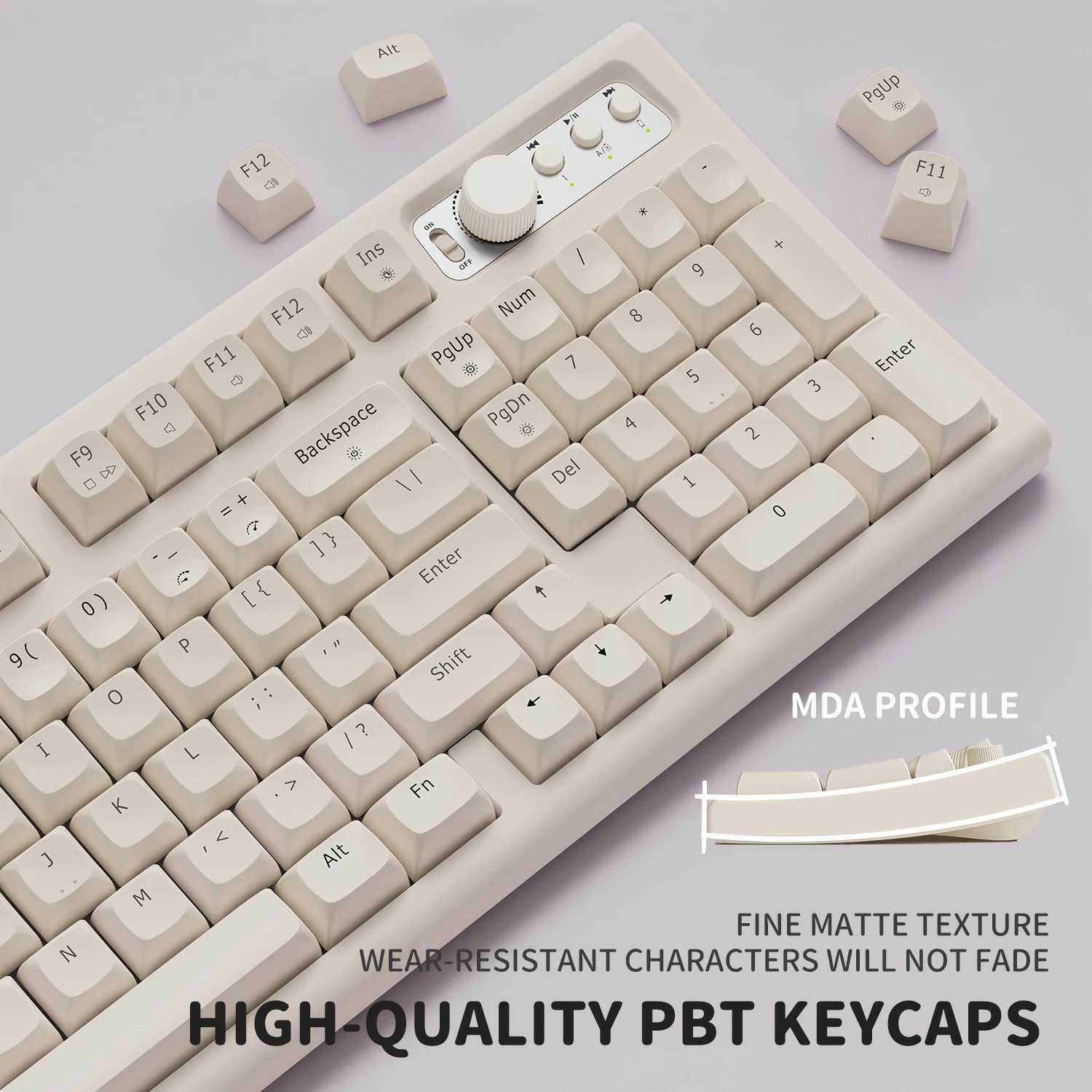 EWEADN V97 Cute Creamy Keyboard /2.4GHz Gaming Keyboard Wireless with RGB Backlit Rechargeable Quiet for PC Gamer Z250304