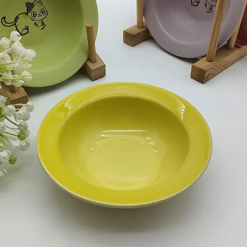 Elevated Pets Bowls Extra Wide Raised Cats Food Bowl Anti-Vomiting Cat Feeder Whisker Stress-Free Dog Ceramic Cat Feeding Bowls