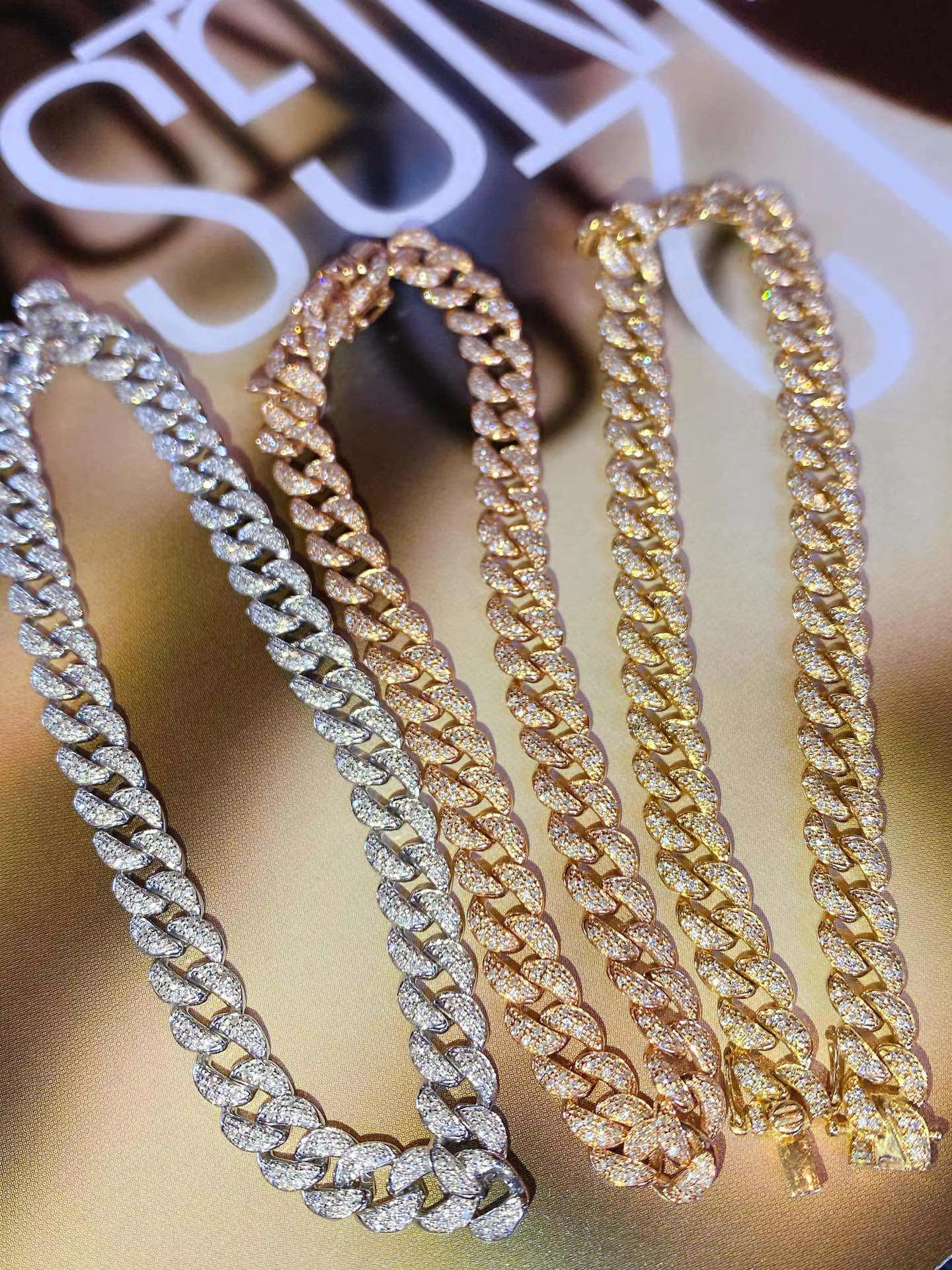 PCX Men Jewelry Iced Out Hip Hop Cut Lab Moissanite Dia Cuban k Chain 9k Gold Bracelet