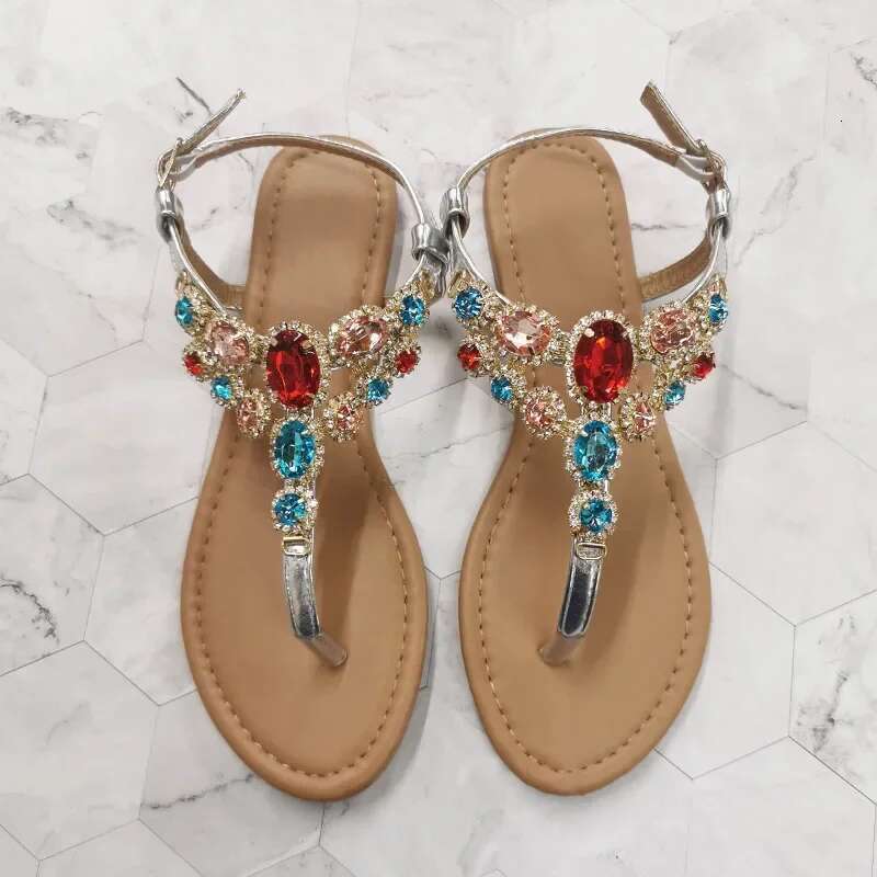 Summer Fashion 2025 Women Sandals Rhie Decoration Simple and Comfortable Casual Buckle Woman Shoes Sandalias De Mujer