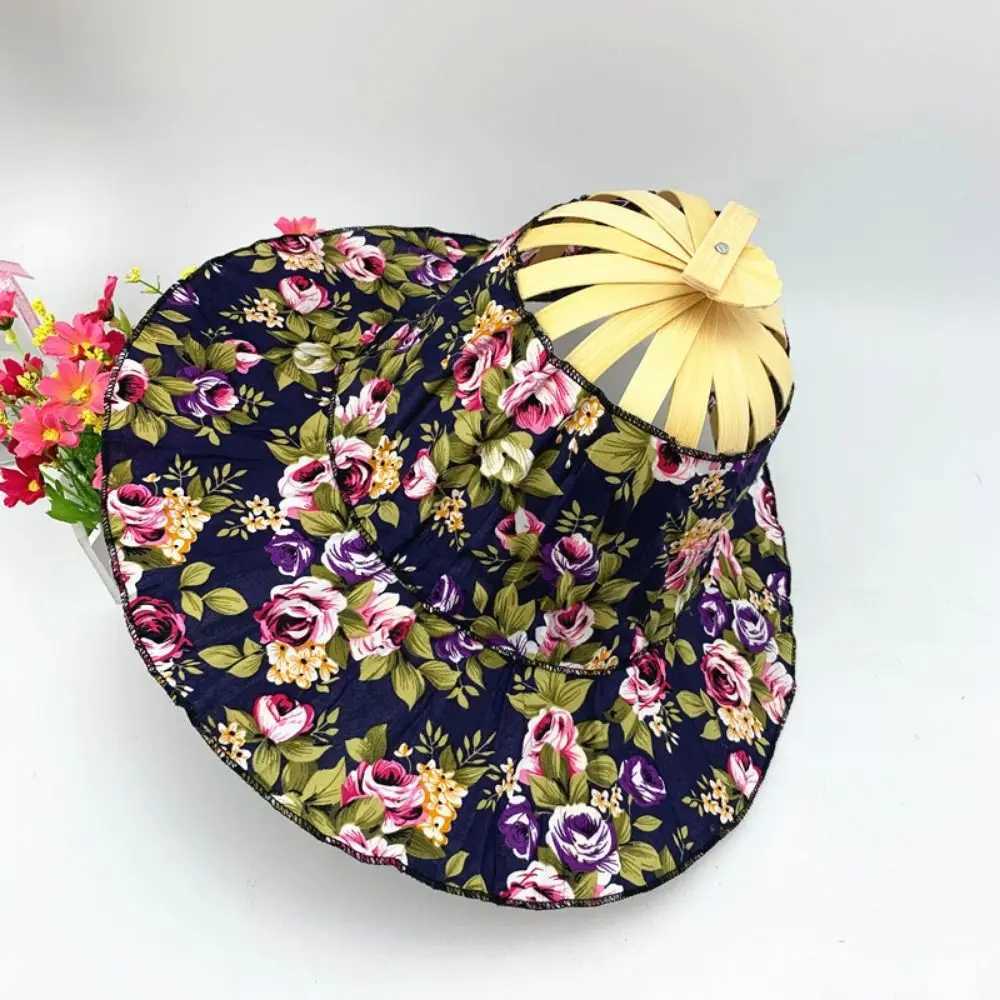 Womens Folding Fan Hat Bamboo Silk Folding Wide Brim Hat Summer Portable Travel Beach Sunscreen C Sunscreen Jewelry GiftXJ250304