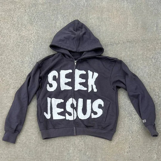 Y2K Fashion Print Long Sleeve Applique Embroidered Zipper Hoodies American Hip Hop Vintage Hooded Long Sleeve Sports Street Wear 250303