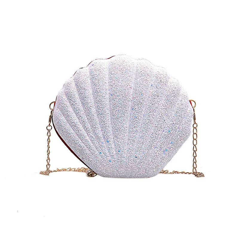 Women Shoulder Handbags Shell Bag Chain Cute Sequins Small Phone Money Pouch Zipper Crossbody Bags for Womens 250303