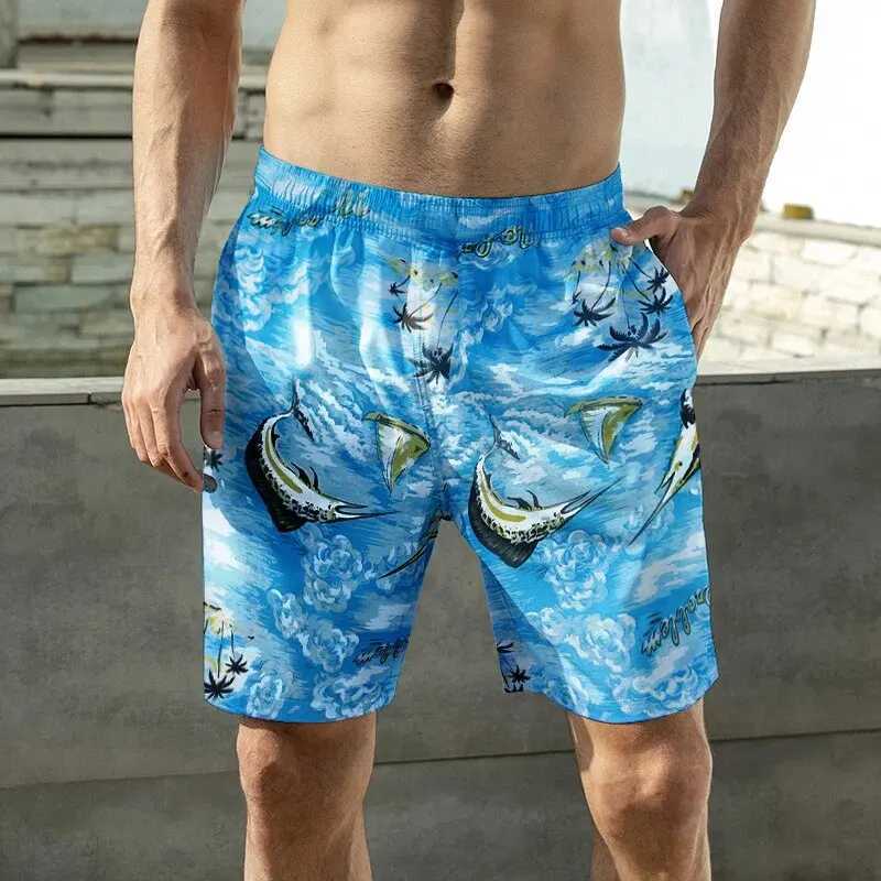 Summer Mens Equal Size Beach Pants 2023 Hawaiian Style Fake Print Multi-Color Patchwork Shorts Everyday Casual ShortsT250304