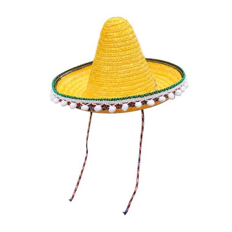 Holiday Party Mexican Hat Wide Brim Raffia C Adult Child Natural Str Panama Summer Dance Cosplay Cheau Sunscreen Sun HatsXJ250304