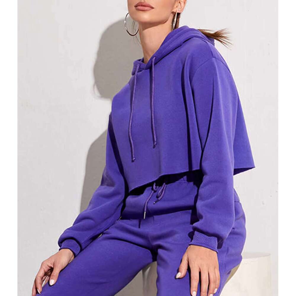 Custom Blank Pullover Polyester Short Sweatshirts Women Fleece Crop Top Hoodie