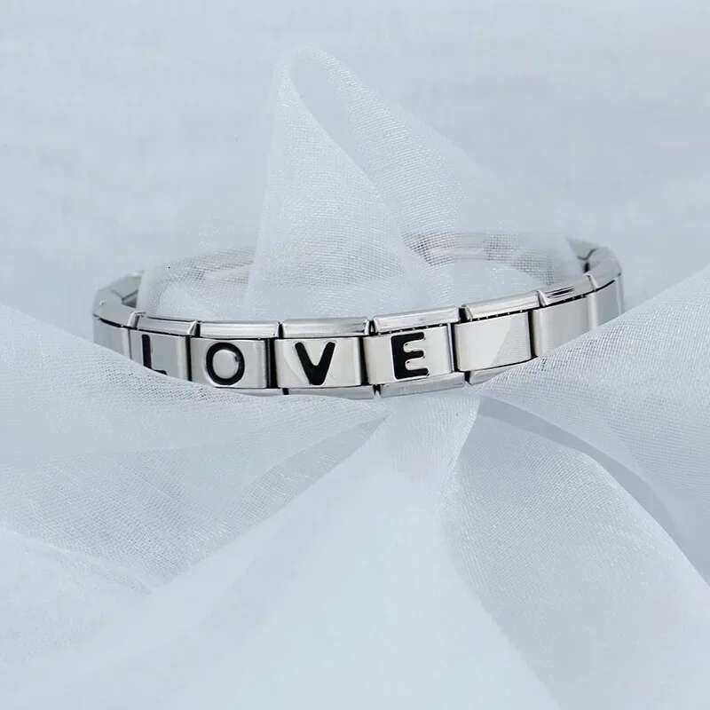 Original Daisy Black 26 Letters A-Z Italian ks Charm Fit 9mm Stainless Steel Bracelet Jewelry DIY Making DJ006