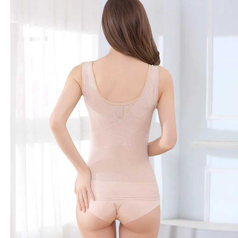 New One-piece Womens Ultra-thin Breast port Tummy Control Waist Tightness Seamless U-neck Shapewear Vest Cross UnderwearXJ250304