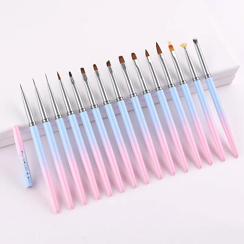 1/15PCS Nail Art Brushes Nail Polish Gel Painting Pen Liner French Stripes Brush Nail Accessories Uv Gel Brushes Manicure Tool 250304