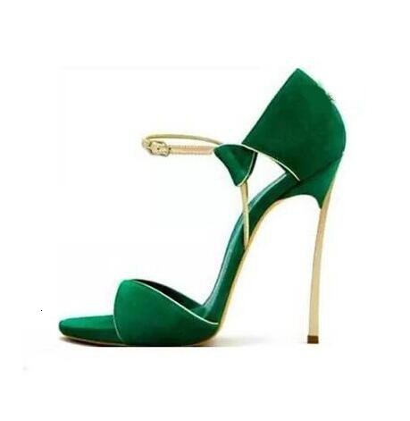 Instagram Fashion Show Plated Steel Heel Open Toe Green Single Shoe Sandals