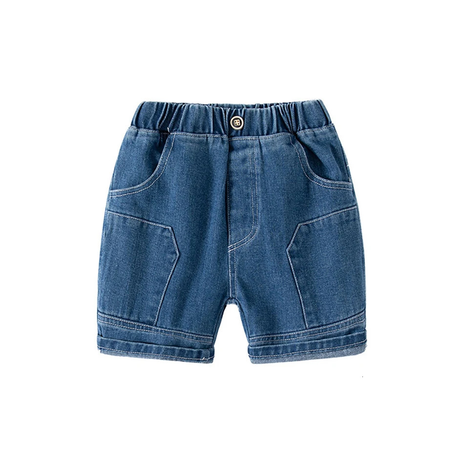 Boys Summer Jean Shorts Solid Color Fashion Trendy Cropped Pants Kids Denim Elastic Waist Casual childrens Short 250303