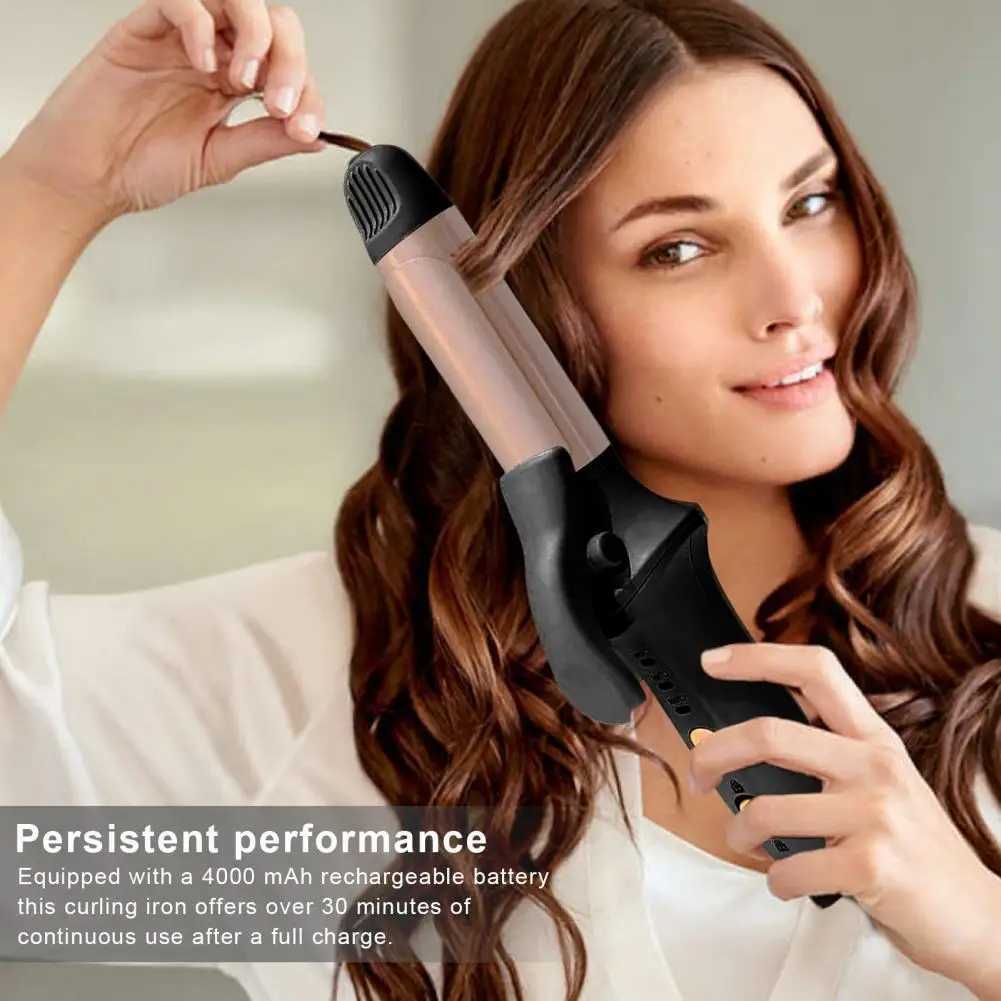 Curling Irons Hair Curling Iron Portable Cordless Hair Styling Tool Rechargeable Curling Iron Straightener with Adjustable for Women z250304