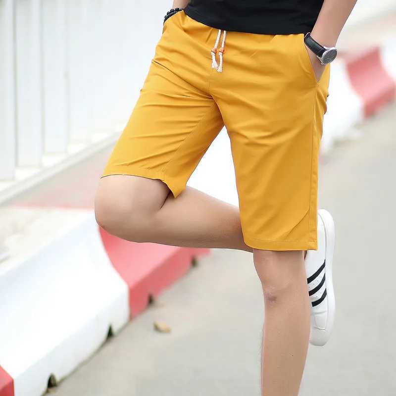 2024 Summer New Trendy Brand Solid Color Casual Shorts for Mens Korean Quarter Pants Fashion Loose Cotton Beach ShortsT250304