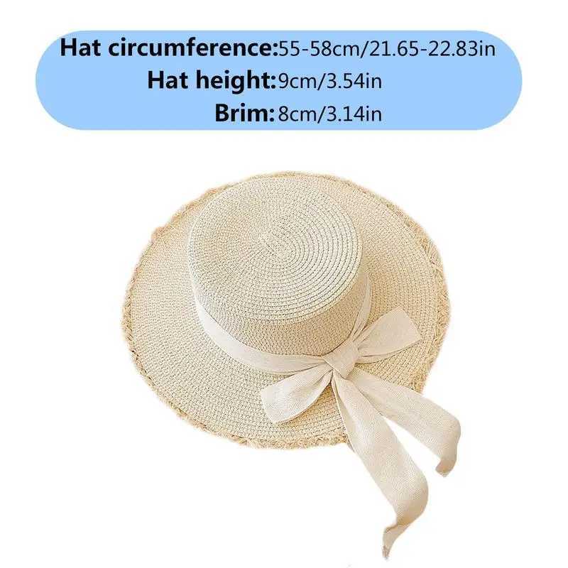 Str Beach Hat Womens Wide Stripe Bow Str Panama Hat Fashion Summer Beach Sun Hat Bow Breathable Str HatXJ250304