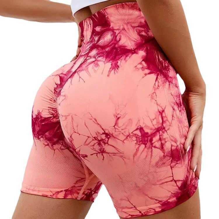 Tie Dye Workout Shorts for Women with Pockets Scrunch Butt Lifting High Waist Yoga Gym Seamless Biker ShortsXJ250111