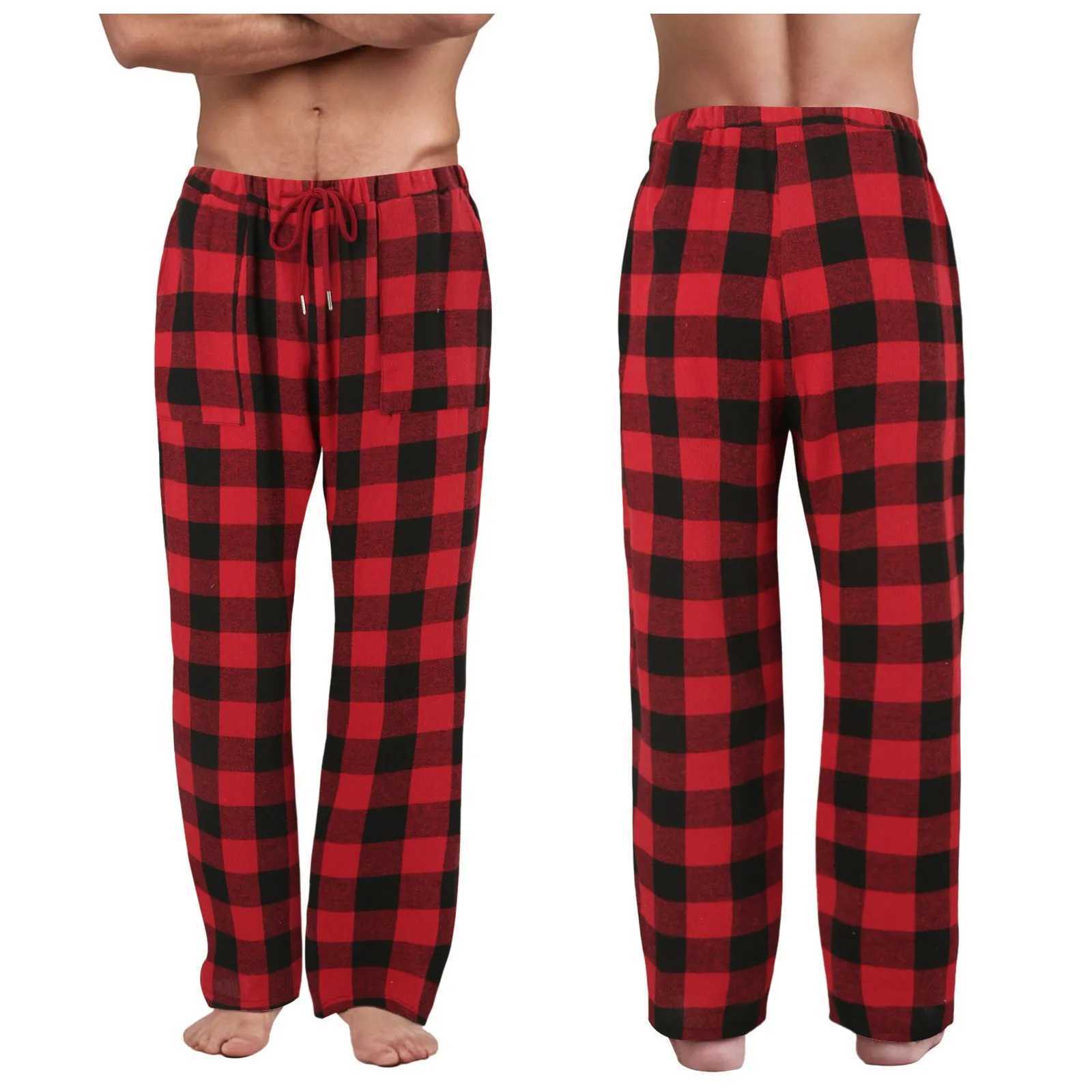 Sweatpants Men High Elastic Gym Joggers Mens High Waisted Red Plaid Drawstring Pajama Pants New In Men Clothing Fitness SportXJ250303