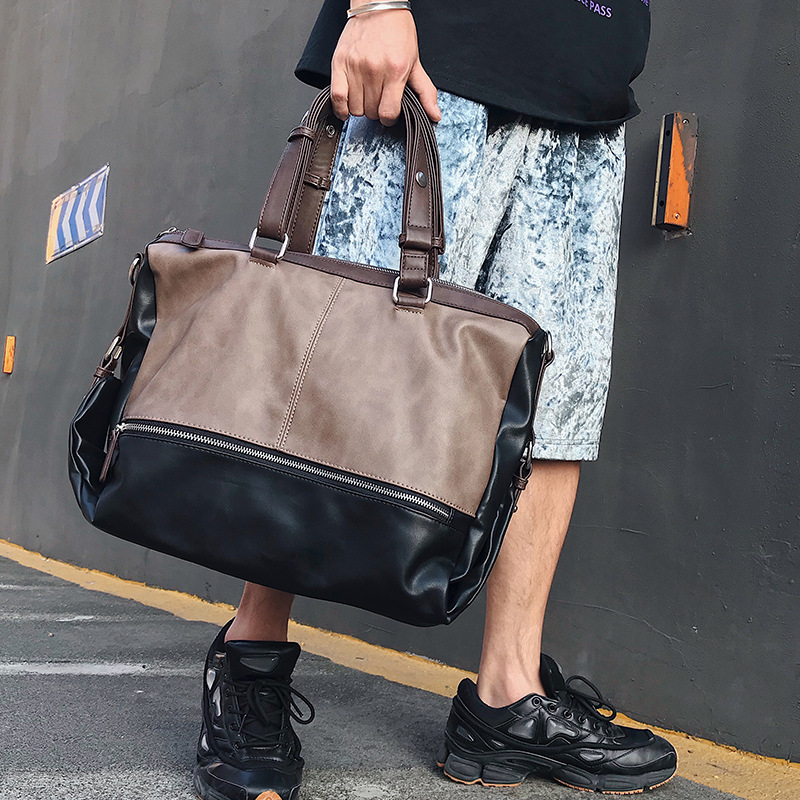 Designer Designer New High-Capacity Handbag, Fashionable And Simple Crossbody Travel Shoulder Color Blocking Men's Bag, Trendy Big Bag