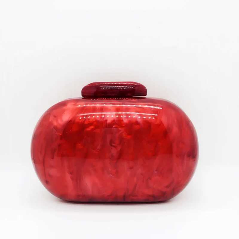Luxury Designer Handbags Pearlescent Round Acrylic Evening Clutch Bags Wedding Party Vintage Red Chain Crossbody Bag Mini Wallet Z250303