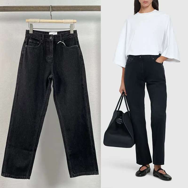 High Quality Women Simple Straight Leg Jeans High Waist Versatile Casual Denim Pants