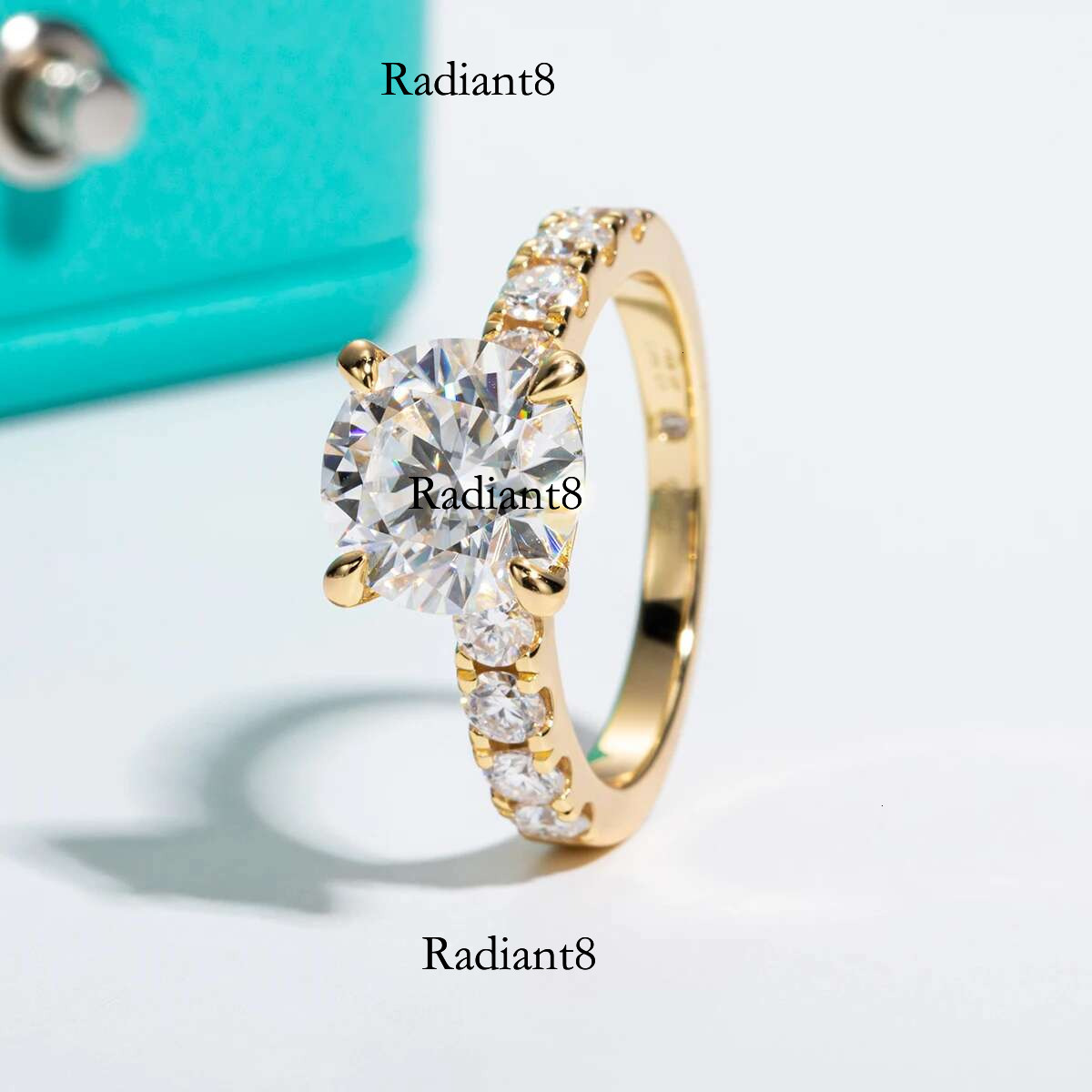 AnuJewel 4.3cttw D Color Moissanite Engagement Sterg Sier Gold Plated Lab Created Dia Wedding Band Rings