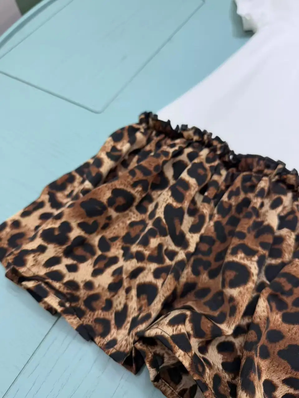 Summer Fashion Leopard Printed Dress For Girls Dresses Cotton Short Sleeve 250303