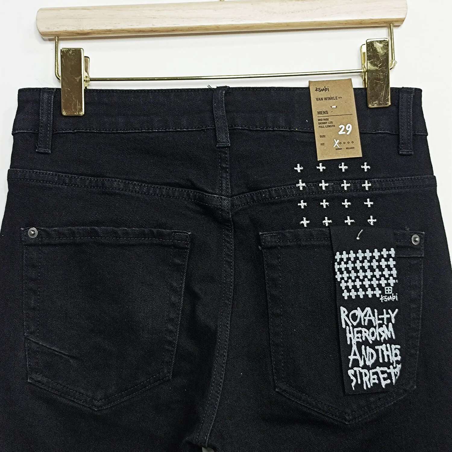 Men's Daily Wear Jeans - Trendy New Arrival | American Ripped Black Trousers With Brand Embroidery