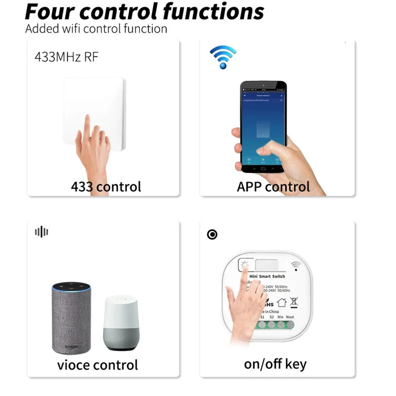 Tuya ZigBee Smart Switch Module with RF 43Hz Self Powered Wireless Switch Remote Control on off Works with Google Home Alexa 250303