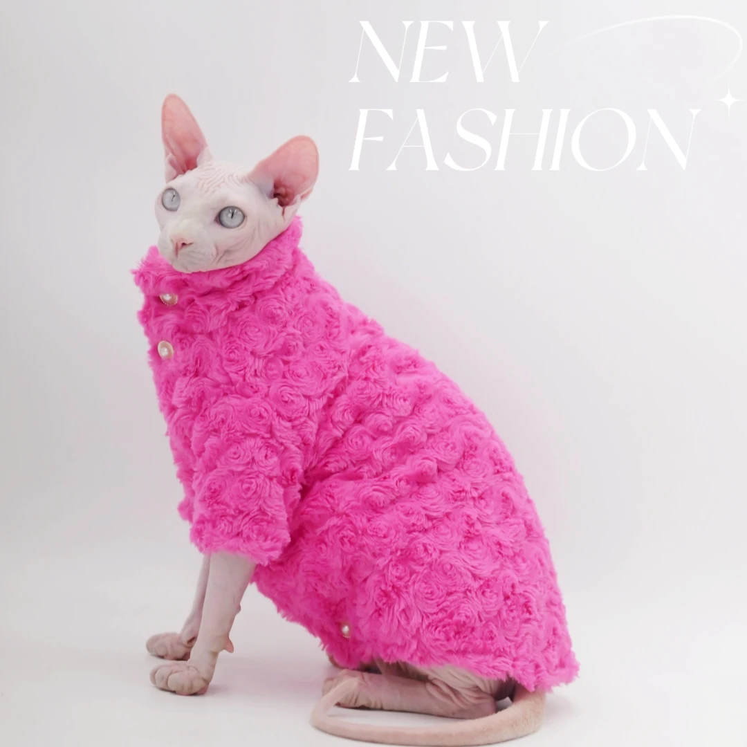 Hairless Cat Clothes Winter Warm Thick Cat Apparel for Sphynx Cats, Devon Rex Cats,Small Cats and Dogs