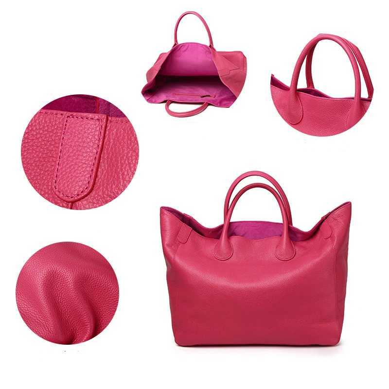 Huge Big A4 Top Grain Genuine Leather Women Handbag Shopping Shoulder Bag Large Capacity Khaki Black Red Yellow Blue Pink M9940 Z250303