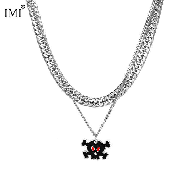 IMI Devil Pendant Thick Cuban Necklace Clavicle Chain Titanium Steel Couple Hip Hop Niche Design YL449