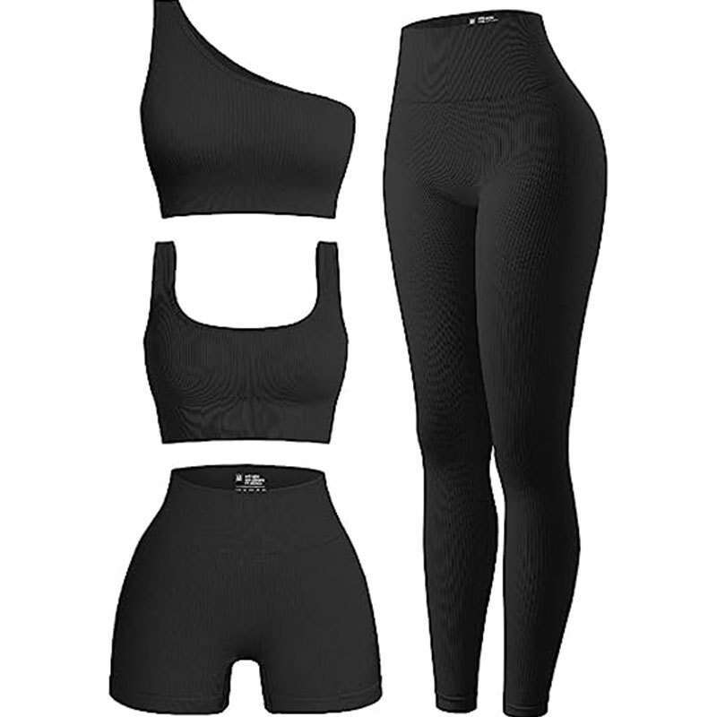Yoga outfit for women short sleeved sports fiess Pilates training suit top, high-end four piece set, 2025 temperament versatile new trendy clothing in