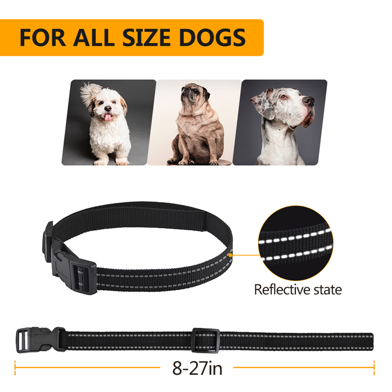 Dog Bark Collar, Rechargeable Smart Barking Collar for Small, Medium and Large Dogs, Anti-Bark Dogs Collar with Reflective Tape, Beep Vibration Humane