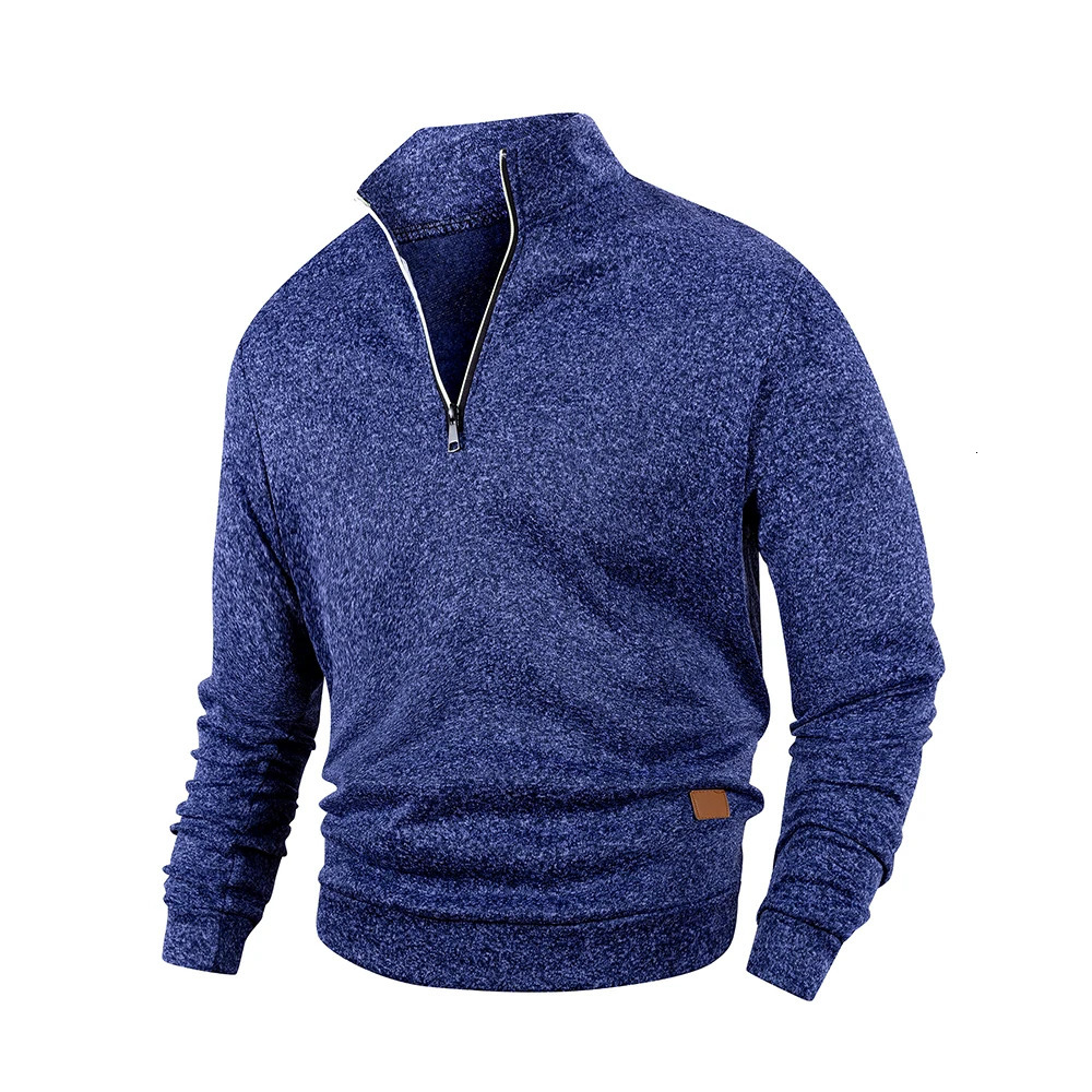Autumn Mens Long Sleeve Pullover Solid Color Half Zipper Sweaters Vneck Male Casual Daily Warm Sweatshirts Coats 250304