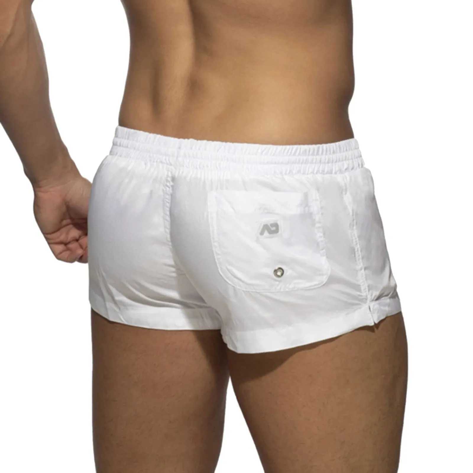 Male Color Matching Shorts Zipper Pocket Slit Trousers Swimming Sports Pants Mens Beach Shorts Summer Outwear Sexy TrousersT250304