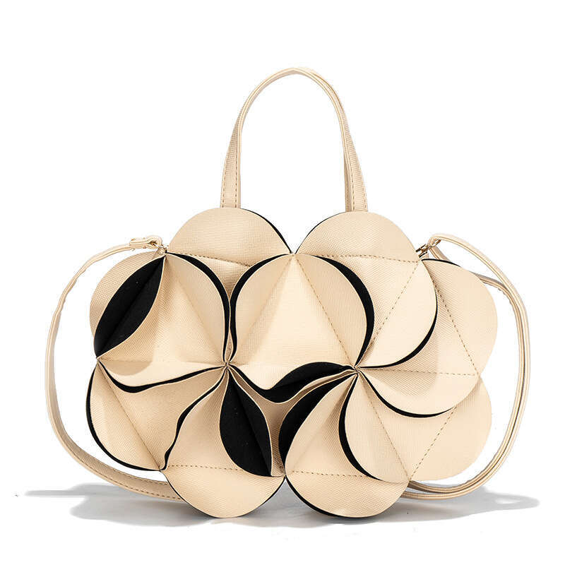 A Niche Design Three-Dimensional Flower Handbag With A High-End Splicing Single Shoulder Crossbody PU Trendy Women's Tote Bag