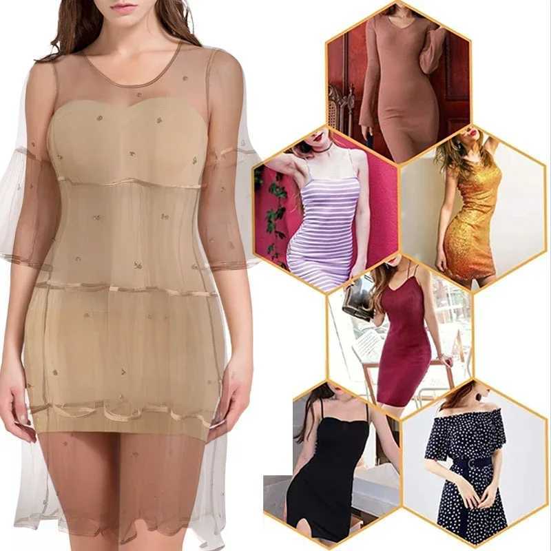 Sexy Full Slip Shapewear Women Dress Off Shoulder Bodycon Strapless Underdress Smooth Compression Body Shaper Slimming WaistXJ250304