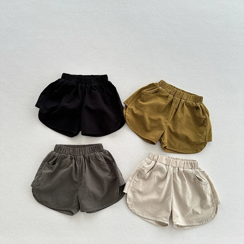 5038 Childrens Pants Summer Solid Color Baby Boys Shorts 1-7Year Kids Pant Shorts 250304