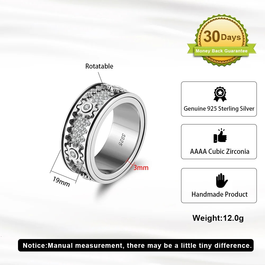 KISS MANDY Vintage 925 Sterling Silver Cubic Zirconia Finger Rings Hip Hop Punk Men Women Dainty Rhodium Ring Jewelry NMR14 250227