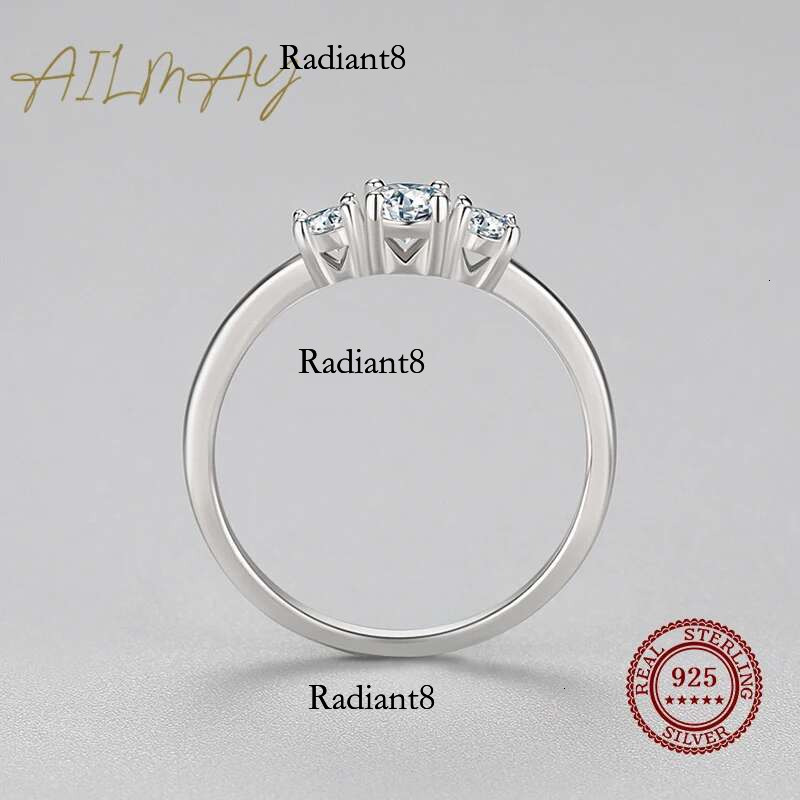 Ailmay Real Sterg Sier Sparkg AAAAA Zircon Stackable Rings For Women Classic Romantic Wedding Statement Jewelry