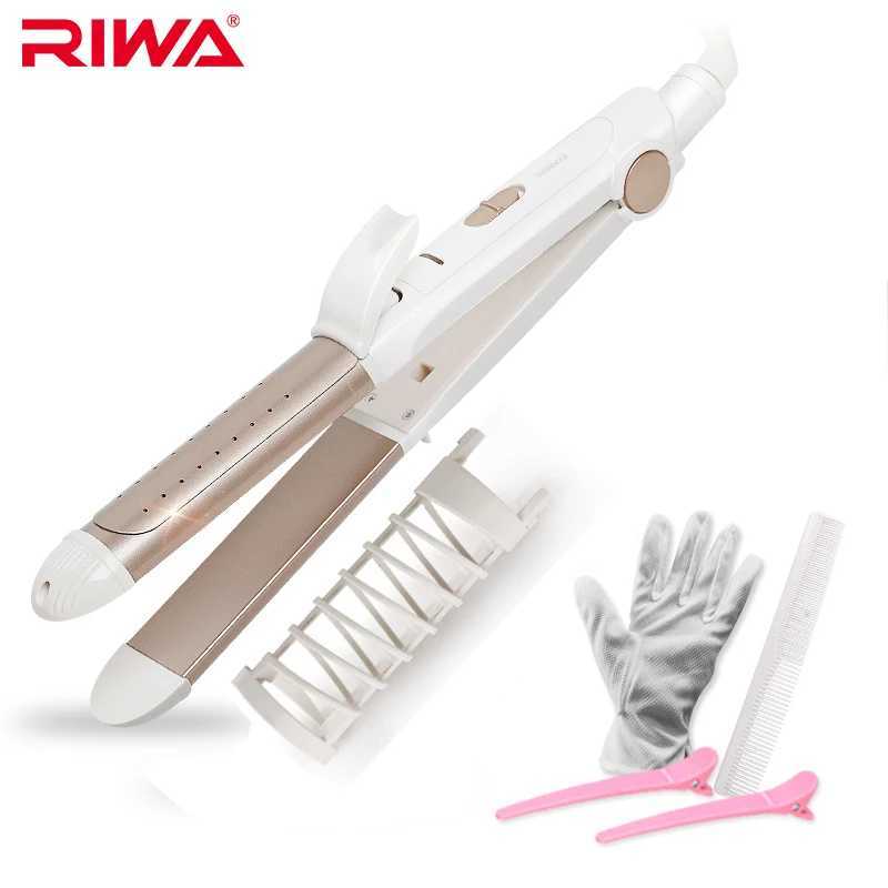 Curling Irons RIWA Curler Hair Straightener 2 In 1 Styler Curling Iron Wet and Dry Curling Tongs For Hair RB-950I z250304